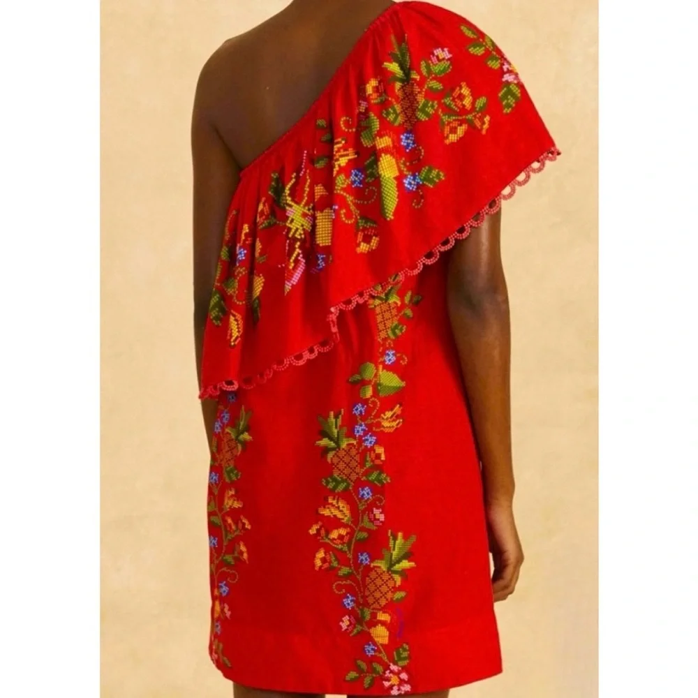 NWT Farm Rio Tropical Romance Red Mini Dress Size S - Picture 2 of 11